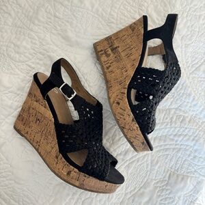 SO Black 4 Inch Cork Wedges - Size 6.5